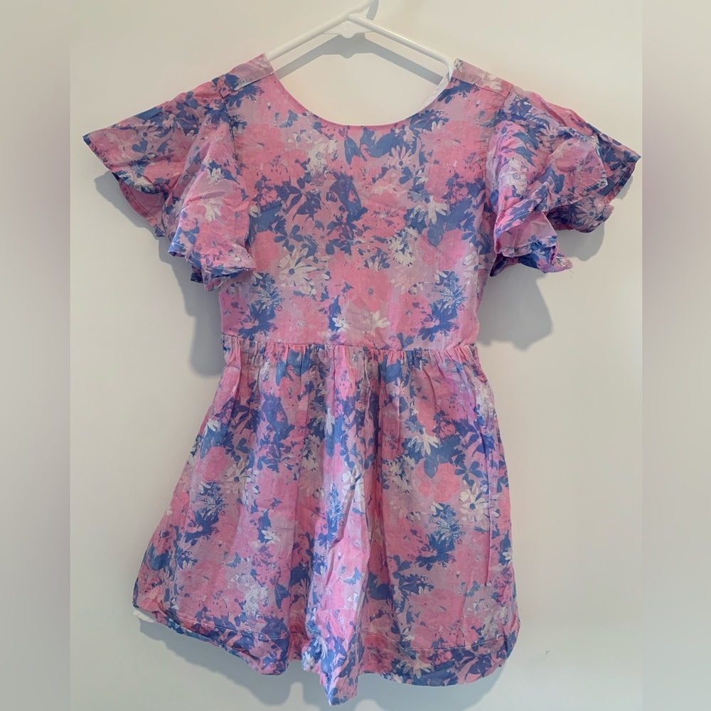 Crewcuts floral pink and purple dress with bow on the back. Size 3T.
